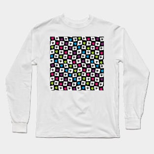 Floral Checker Board - black with bright colors Long Sleeve T-Shirt